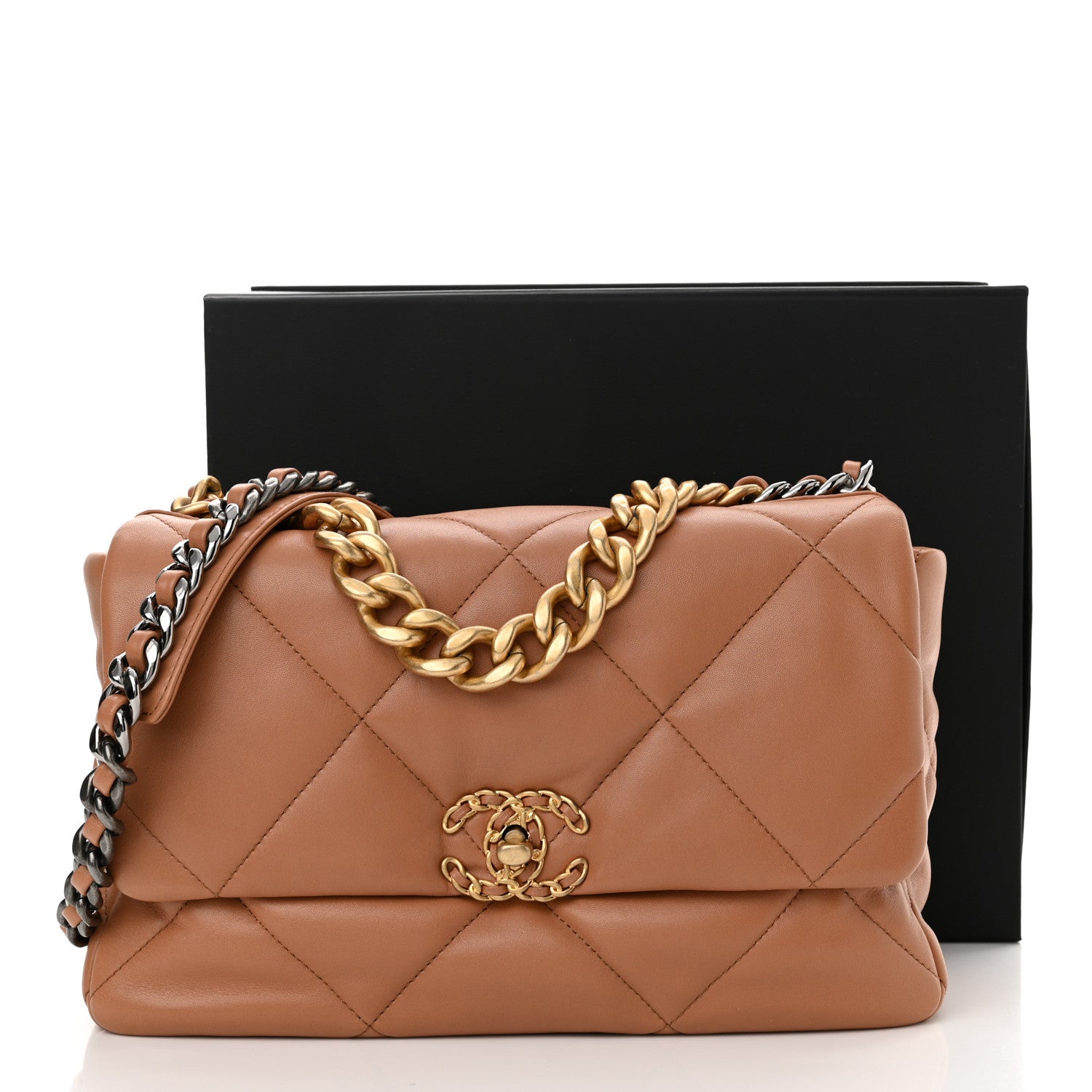 Chanel Lambskin Quilted Large Chanel 19 Flap Brown 11 of 11