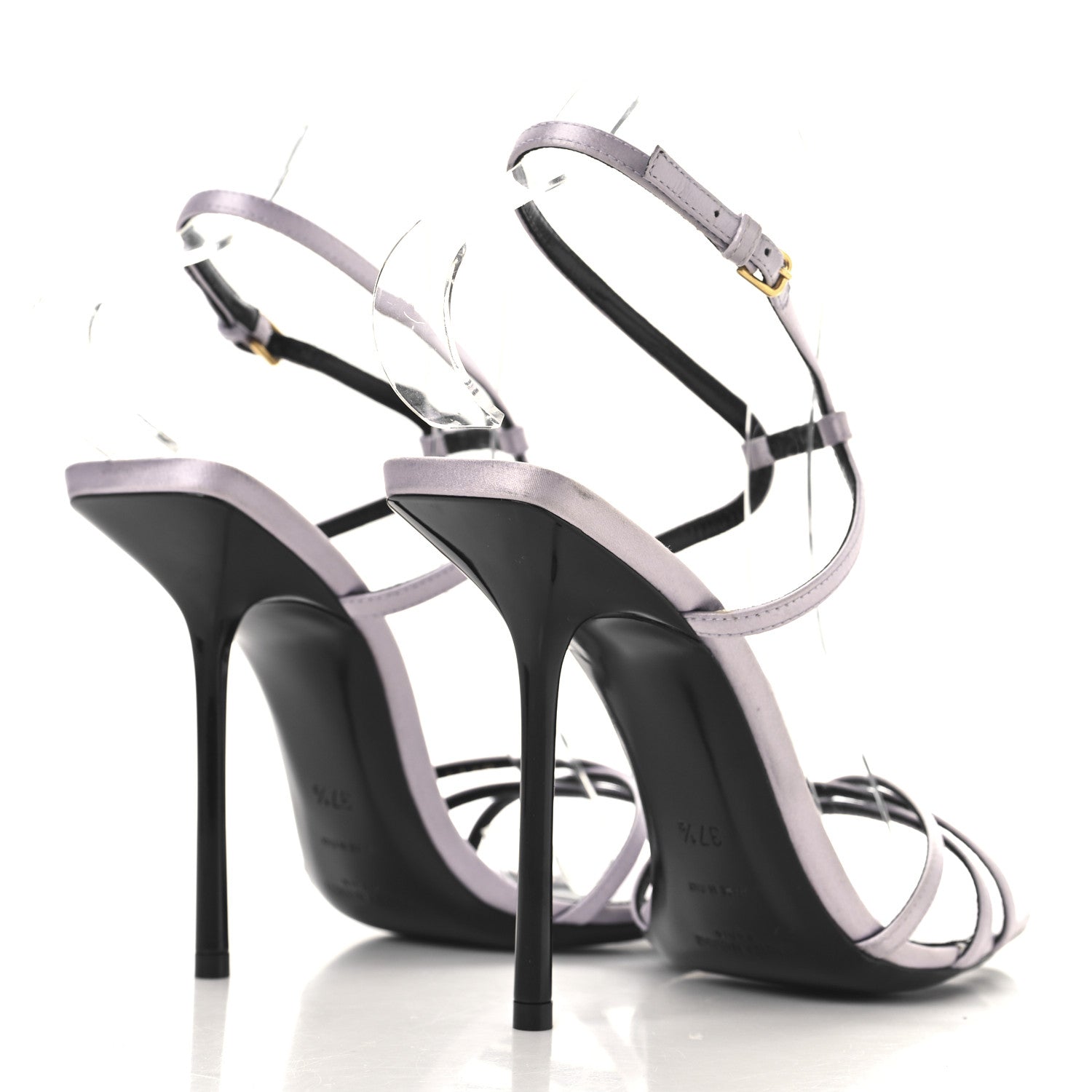 Saint Laurent Crepe Satin Baliqua 105 Ankle Strap Sandals 37.5 Poly Grey 5 of 11