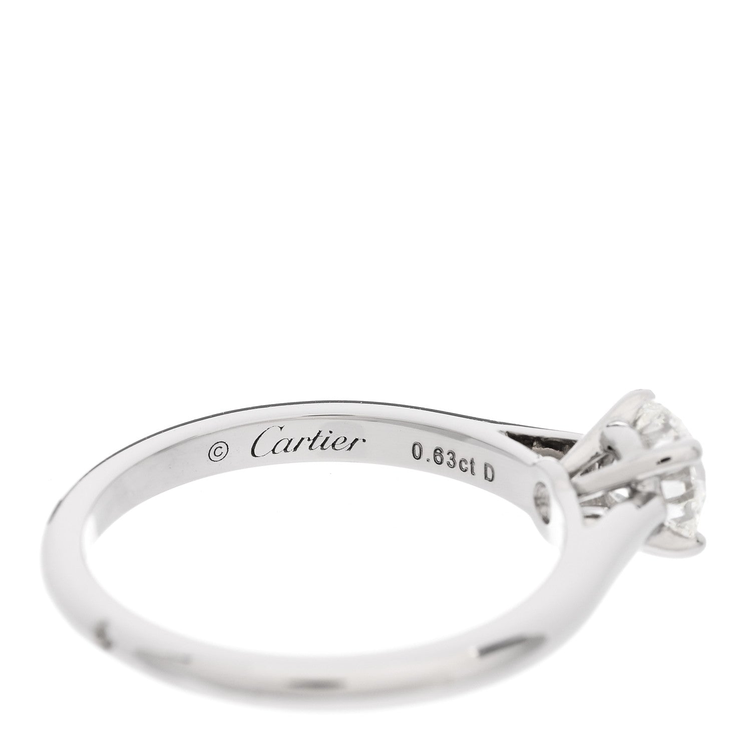 Cartier Platinum Diamond .63ct Solitaire Engagement Ring 53 6.5 5 of 7