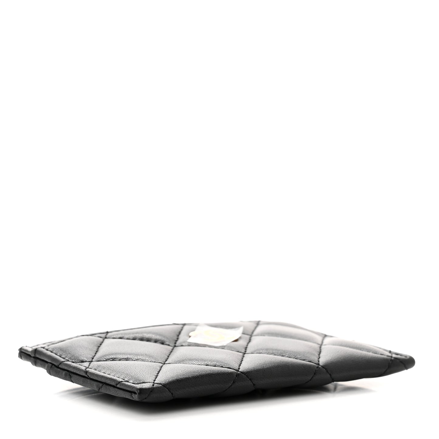 Lambskin Quilted Card Holder Black