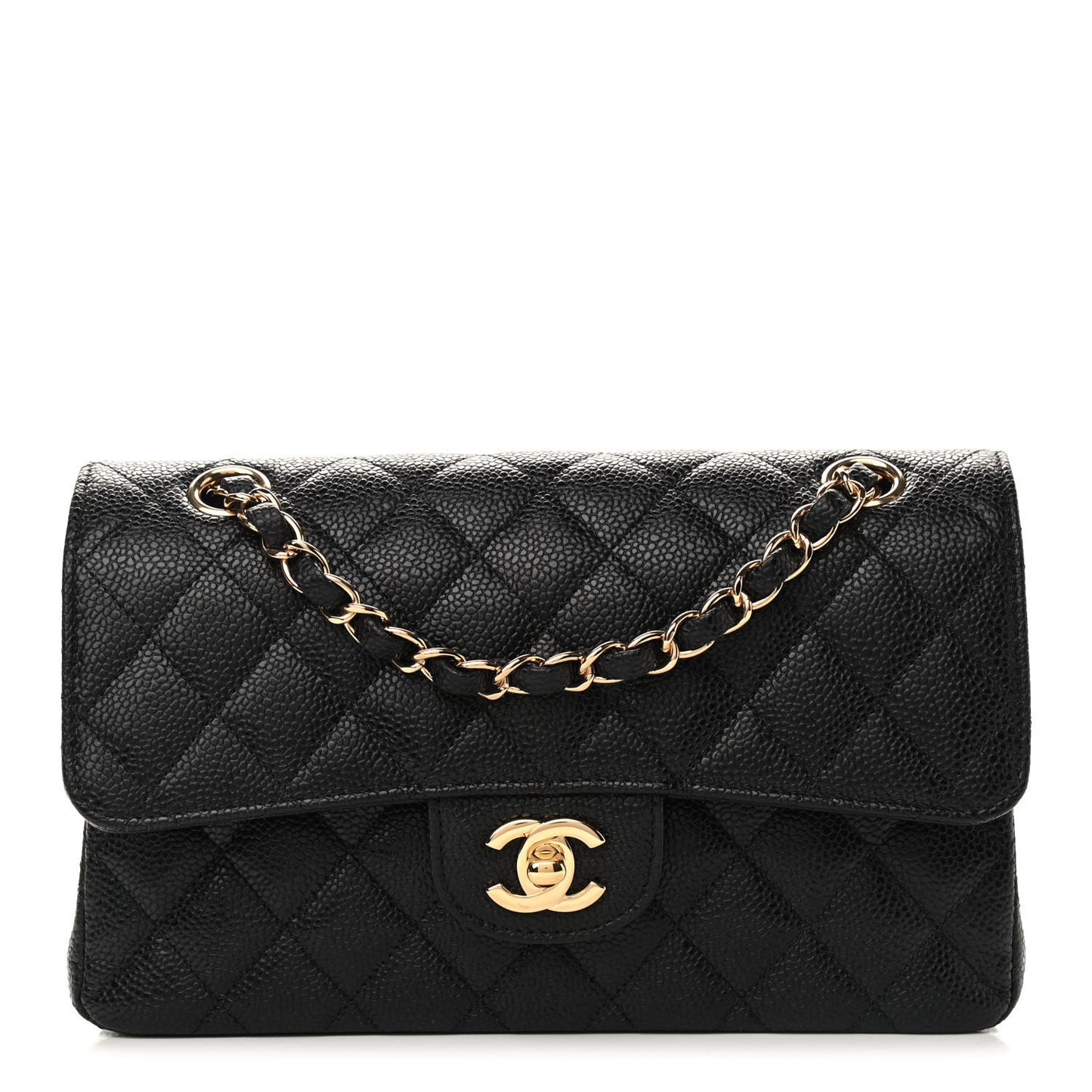 Caviar Quilted Small Double Flap Black