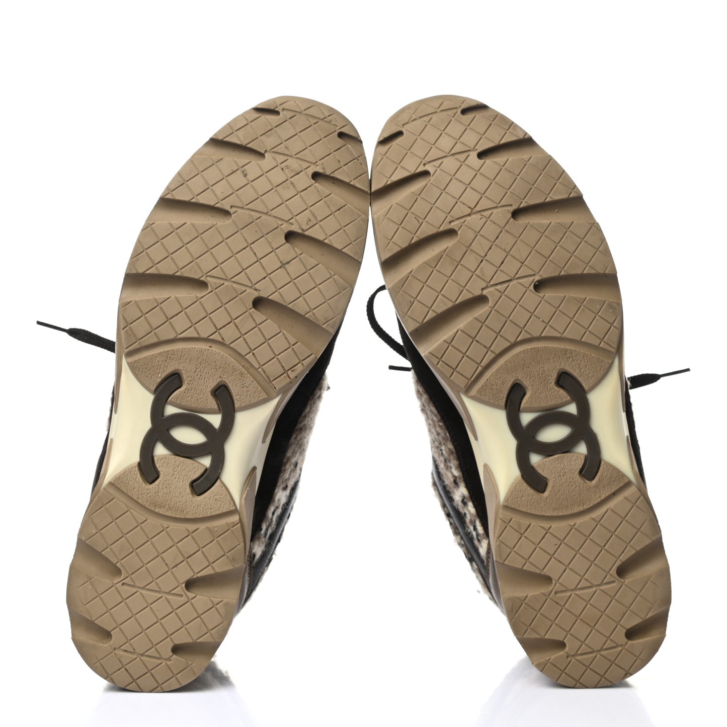 Suede Tweed Goatskin CC Sneakers 40 Brown