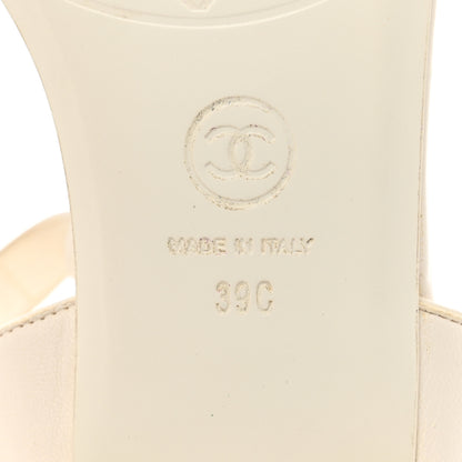 Chanel Lambskin Bow CC Flat Sandals 39 White 8 of 8