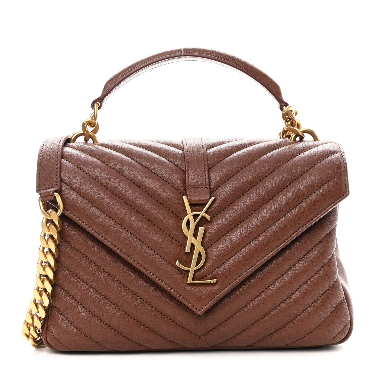 Sheepskin Matelasse Chevron Monogram Medium College Bag Brick