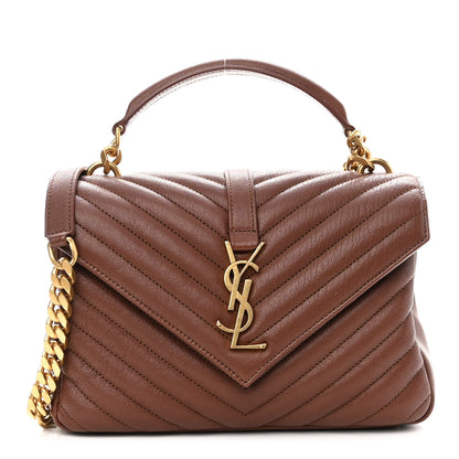 Saint Laurent Sheepskin Matelasse Chevron Monogram Medium College Bag Brick 1 of 10