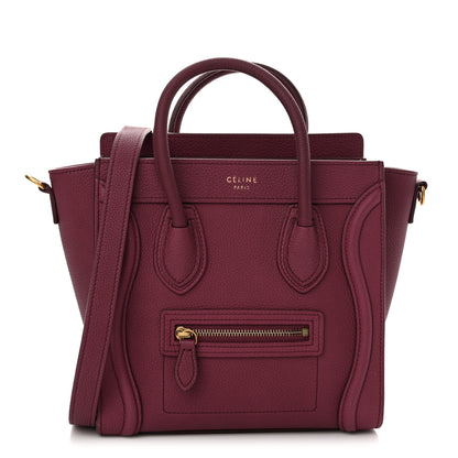 Celine Drummed Calfskin Nano Luggage Plum 1 of 12