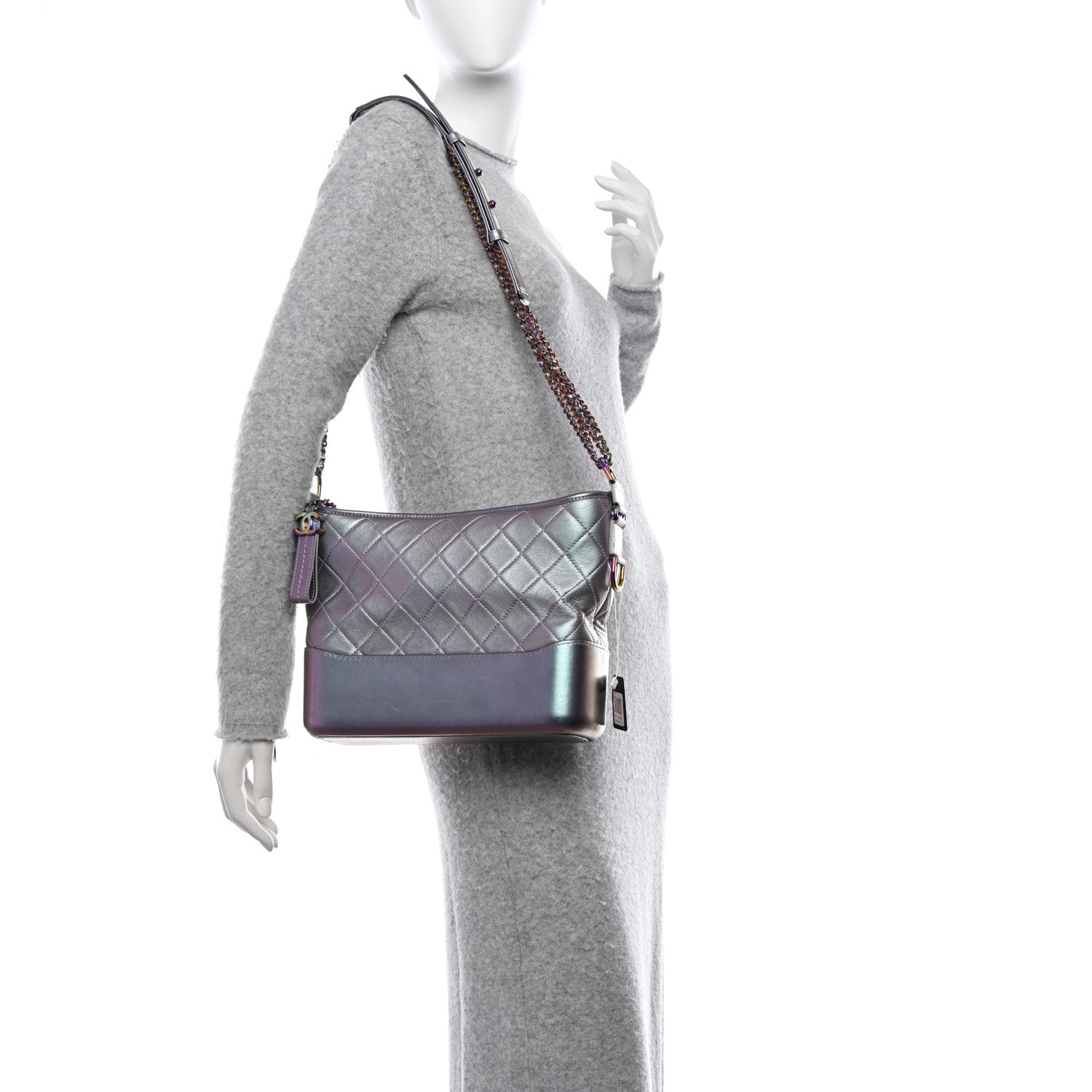 Chanel Iridescent Lambskin Calfskin Quilted Medium Gabrielle Hobo Light Purple 2 of 13