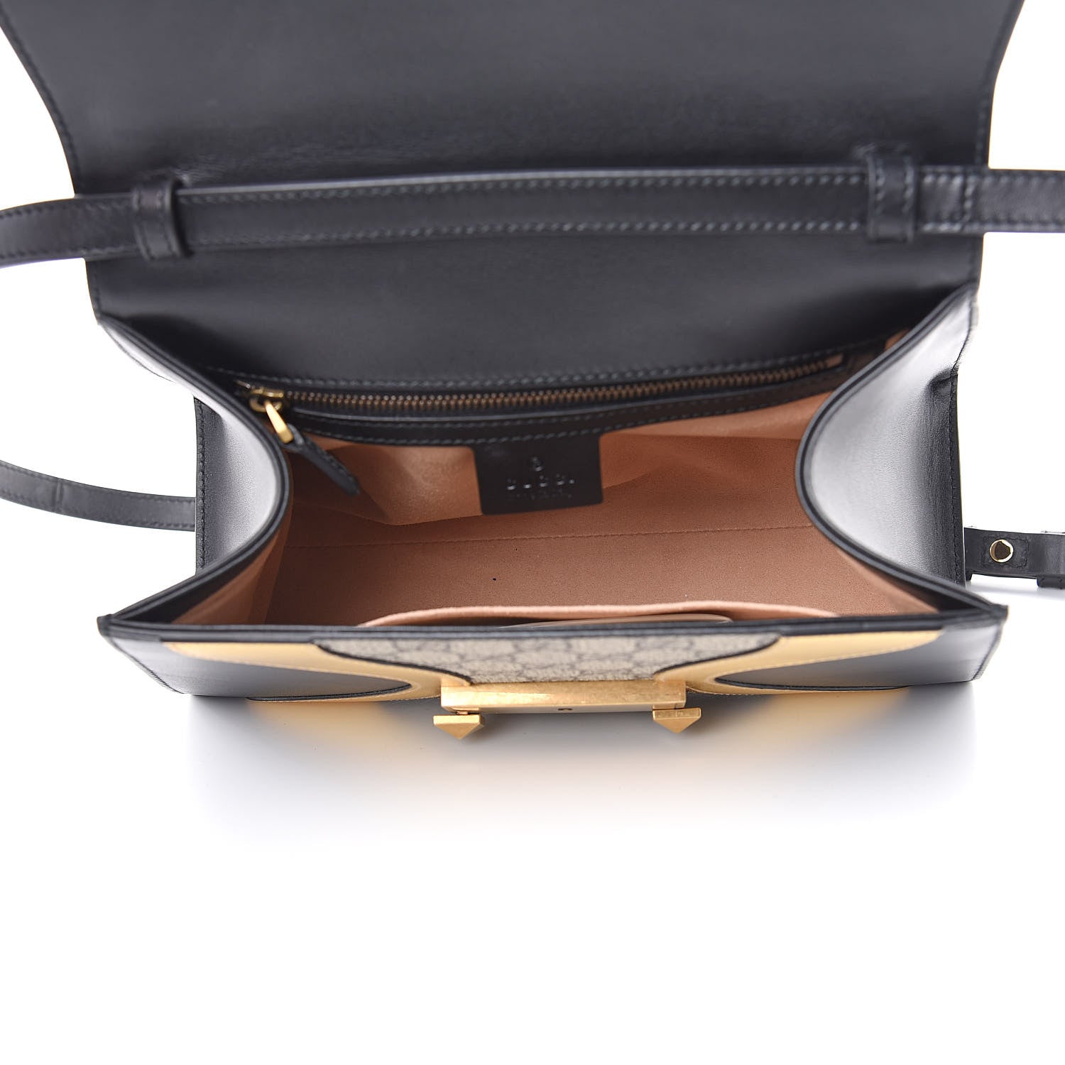 Gucci GG Supreme Monogram Small Osiride Top Handle Bag Black Gold 6 of 12