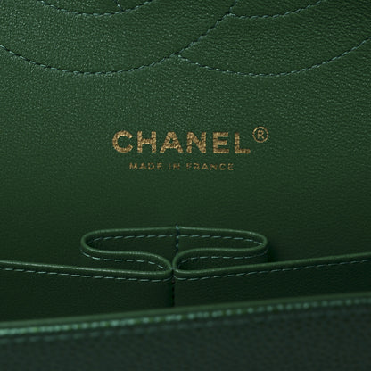 Chanel Metallic Caviar Quilted Jumbo Double Flap Green 6 of 11