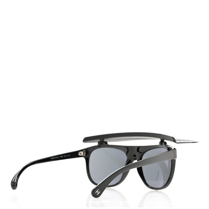 Chanel Shield Square Crystal Embellished Coco Beach Sunglasses Black Gray 4 of 9