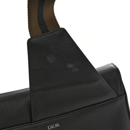 Christian Dior Grained Calfskin Logo Embroidered Saddle Messenger Bag Black 10 of 10
