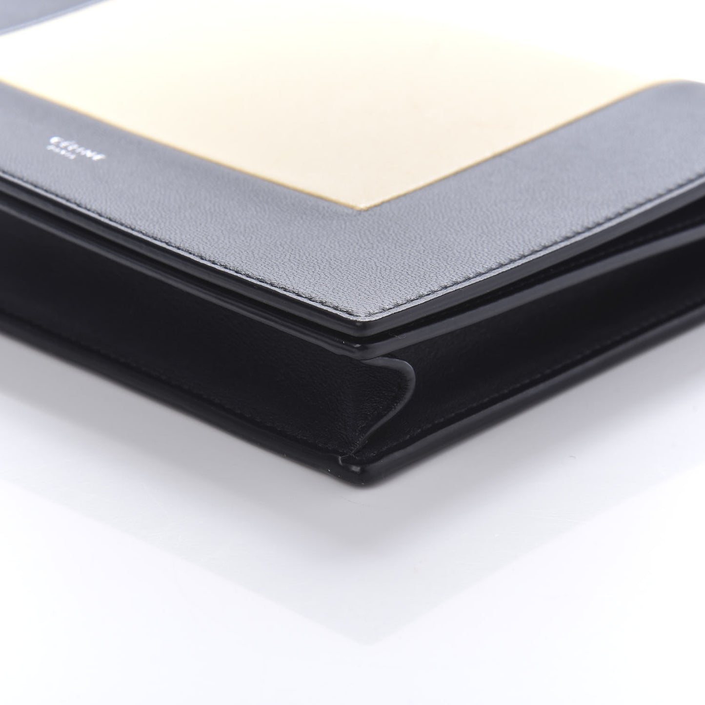 Smooth Lambskin Frame Evening Chain Clutch Beige Black