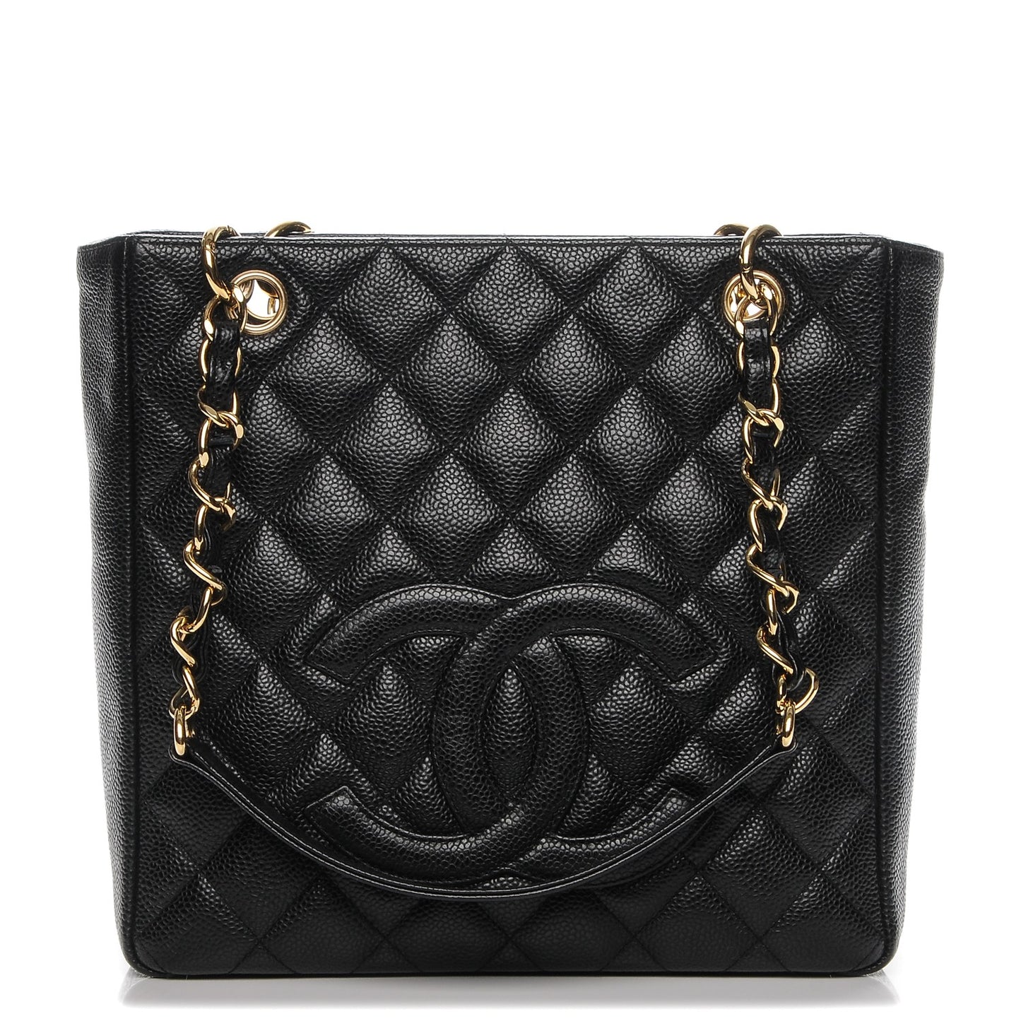 Caviar Quilted Petit Shopping Tote PST Black