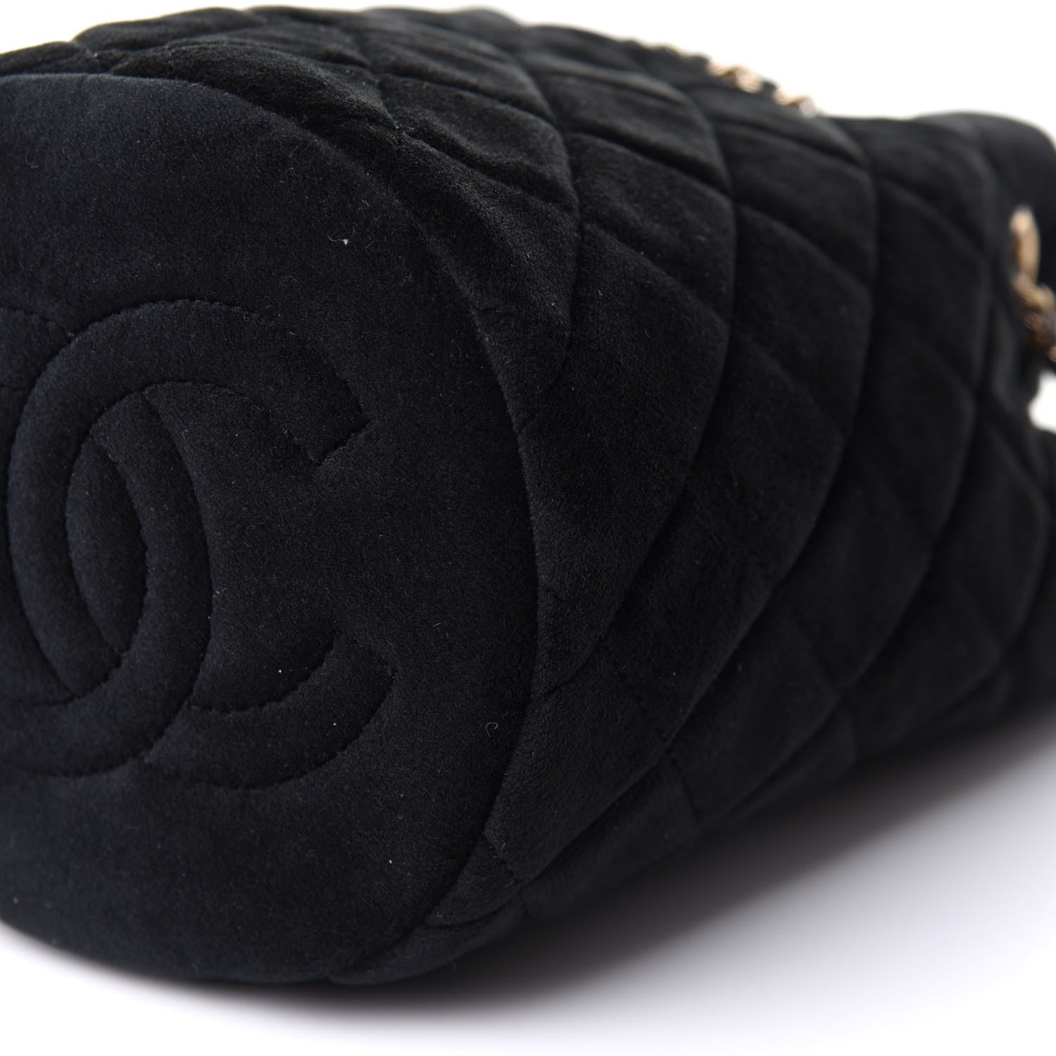 Chanel Velvet Quilted Pearl Crush Drawstring Bag Black 9 of 10