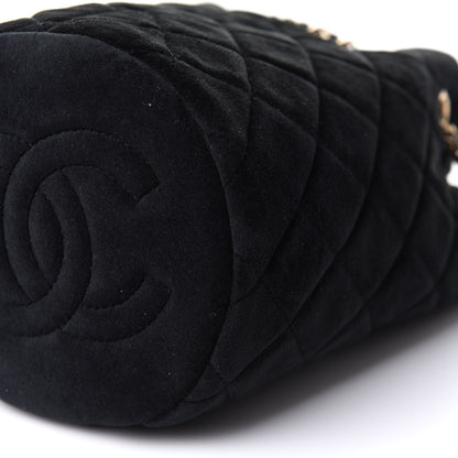 Chanel Velvet Quilted Pearl Crush Drawstring Bag Black 9 of 10