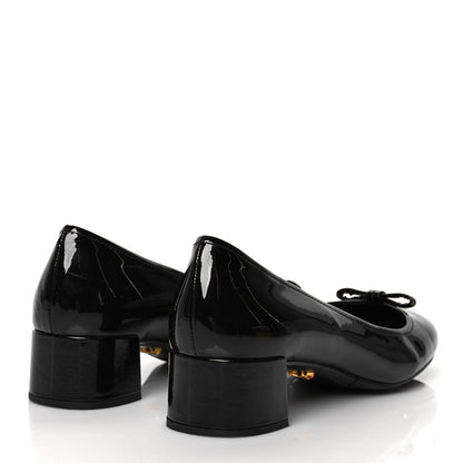 Prada Spazzolato Bow Pumps 38.5 Black 4 of 9