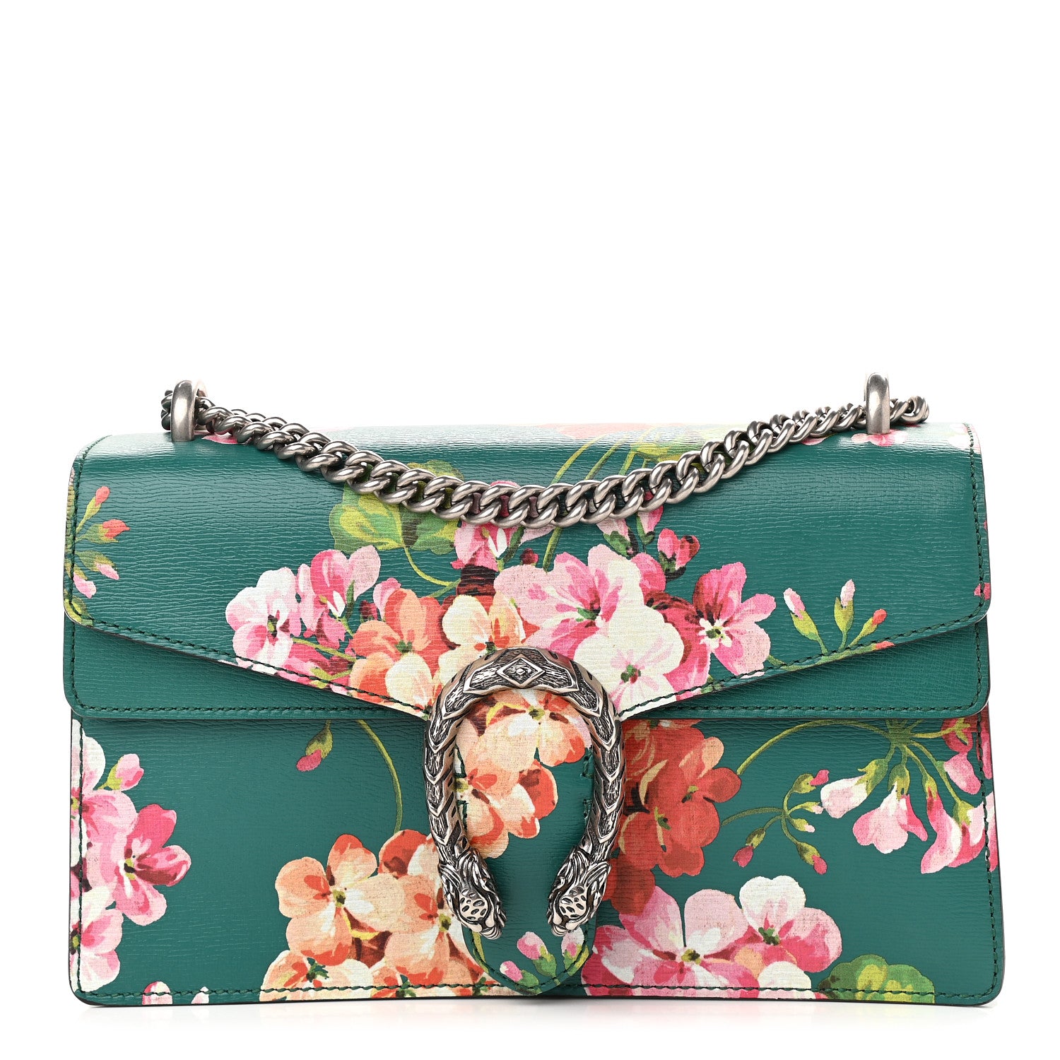 Gucci Calfskin Blooms Print Small Dionysus Shoulder Bag Bright Emerald Multicolor 1 of 9
