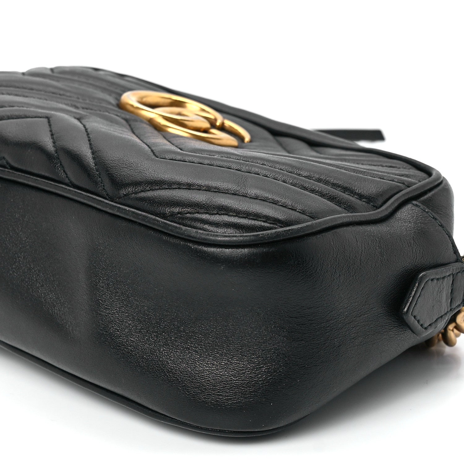 Gucci Calfskin Matelasse Small GG Marmont Chain Shoulder Bag Black 11 of 11