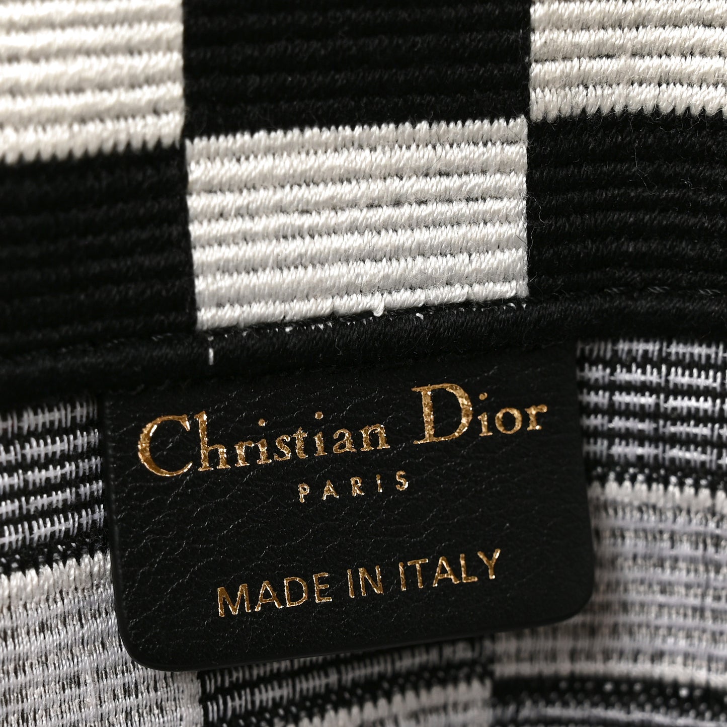Canvas Embroidered Checkered Book Tote Black White