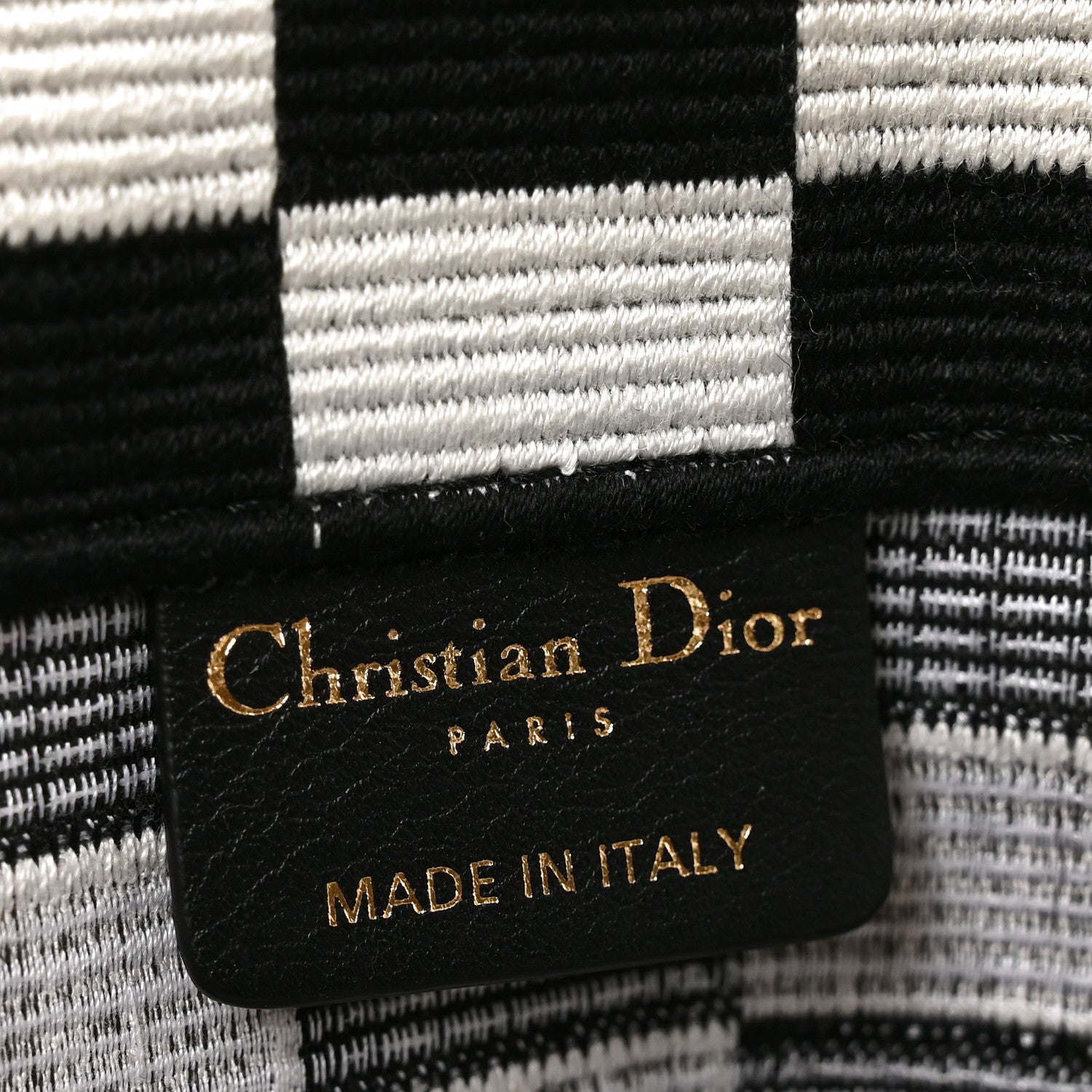 Christian Dior Canvas Embroidered Checkered Book Tote Black White 6 of 11