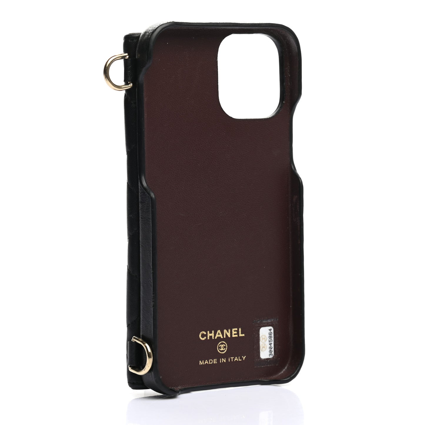 Lambskin Quilted iPhone XII Pro Holder With Chain Black