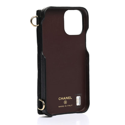 Chanel Lambskin Quilted iPhone XII Pro Holder With Chain Black 3 of 8