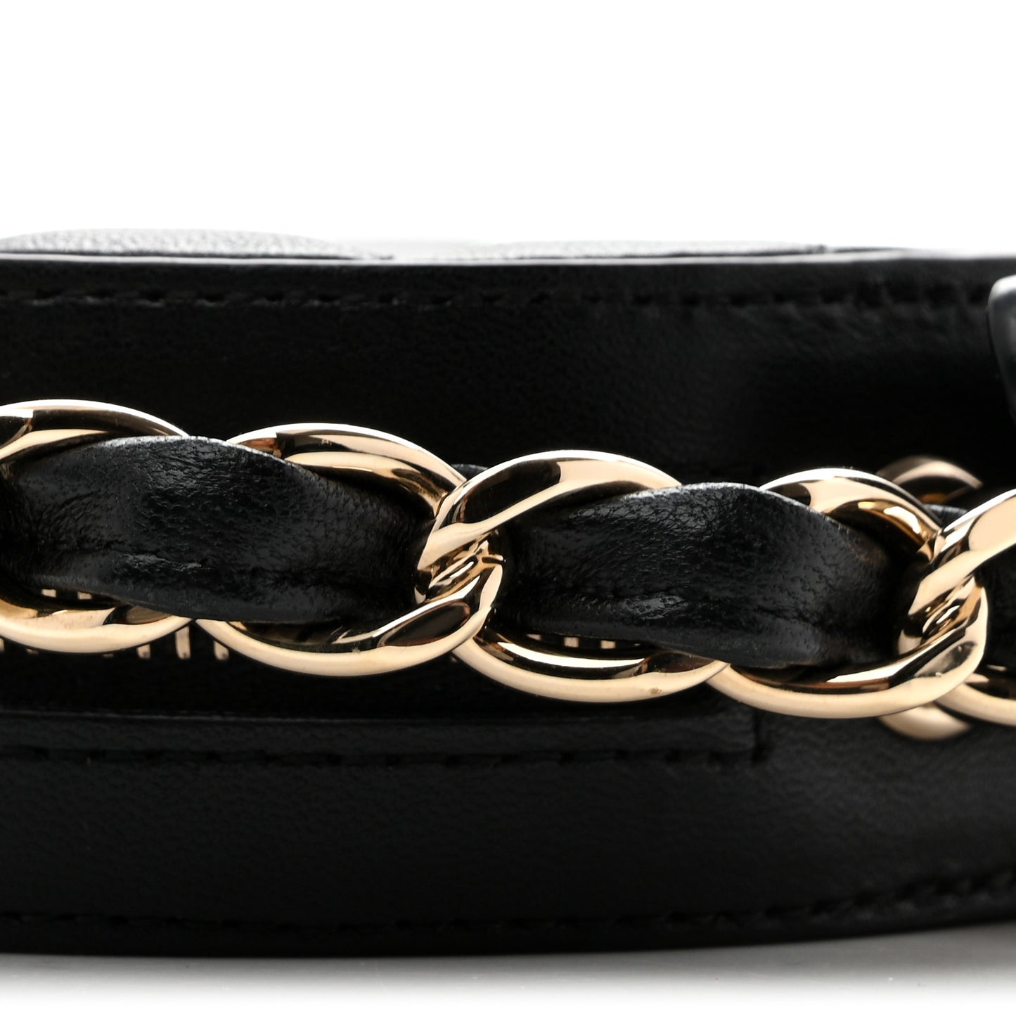 Lambskin Quilted Chain Round Mini Clutch Black