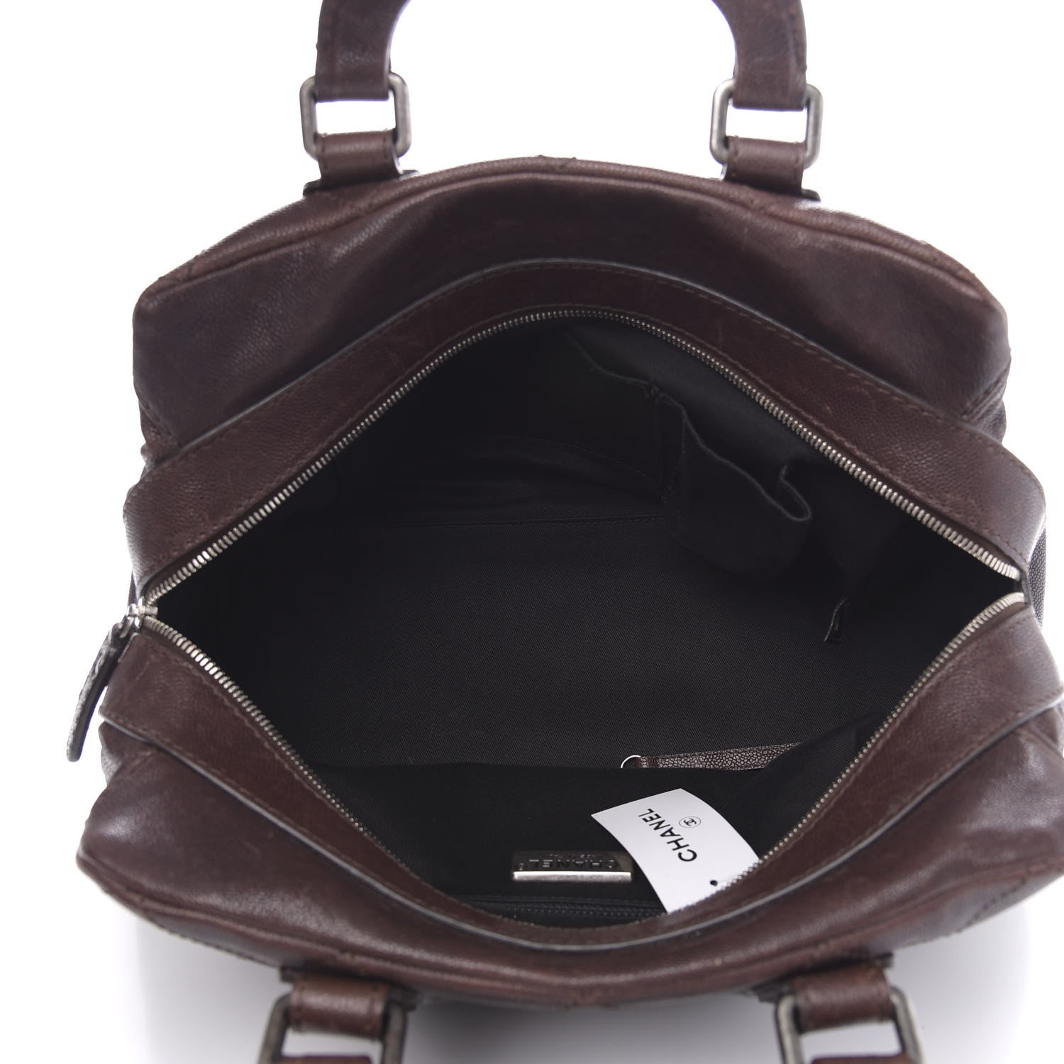 Chanel Caviar Quilted Bowler Tote Brown 5 of 17