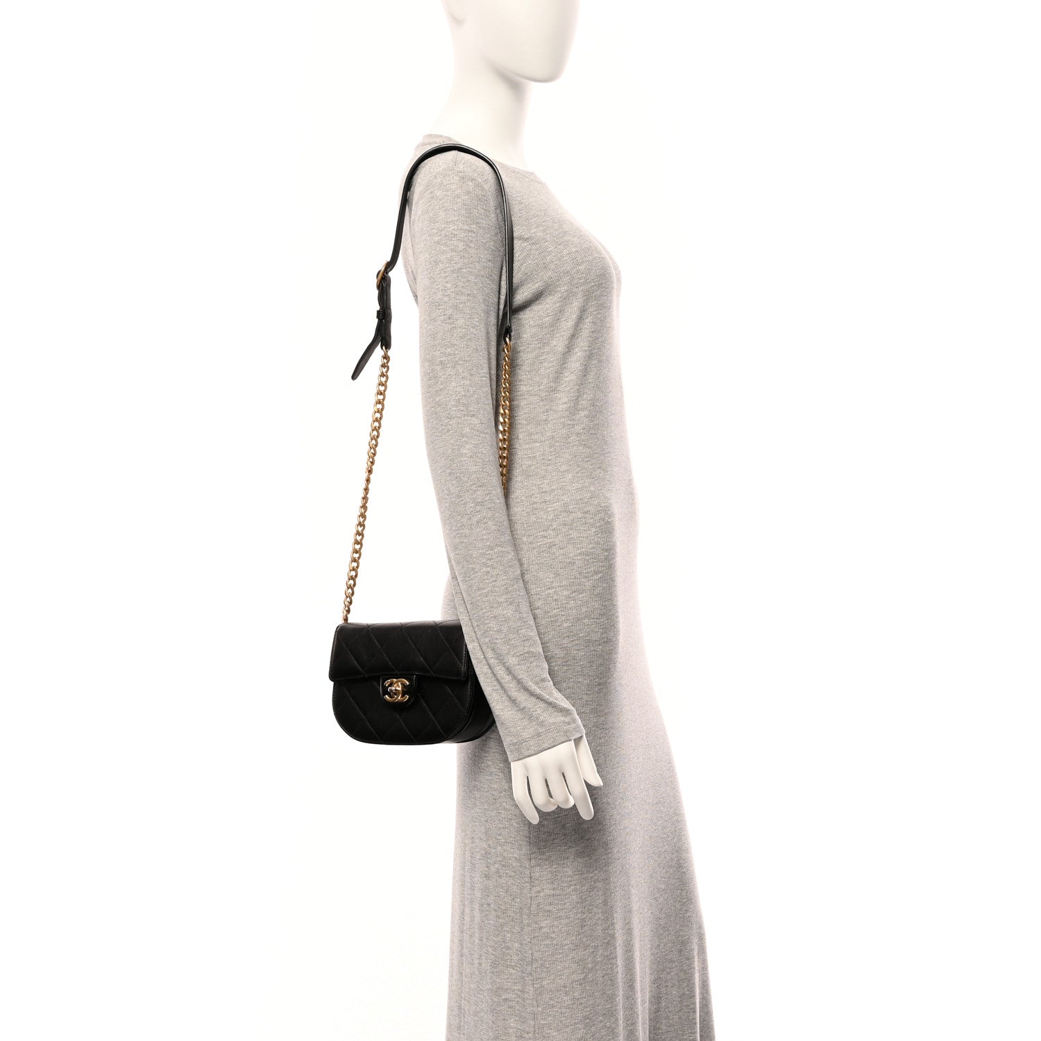 Chanel Calfskin Quilted Moon Messenger Black 2 of 10