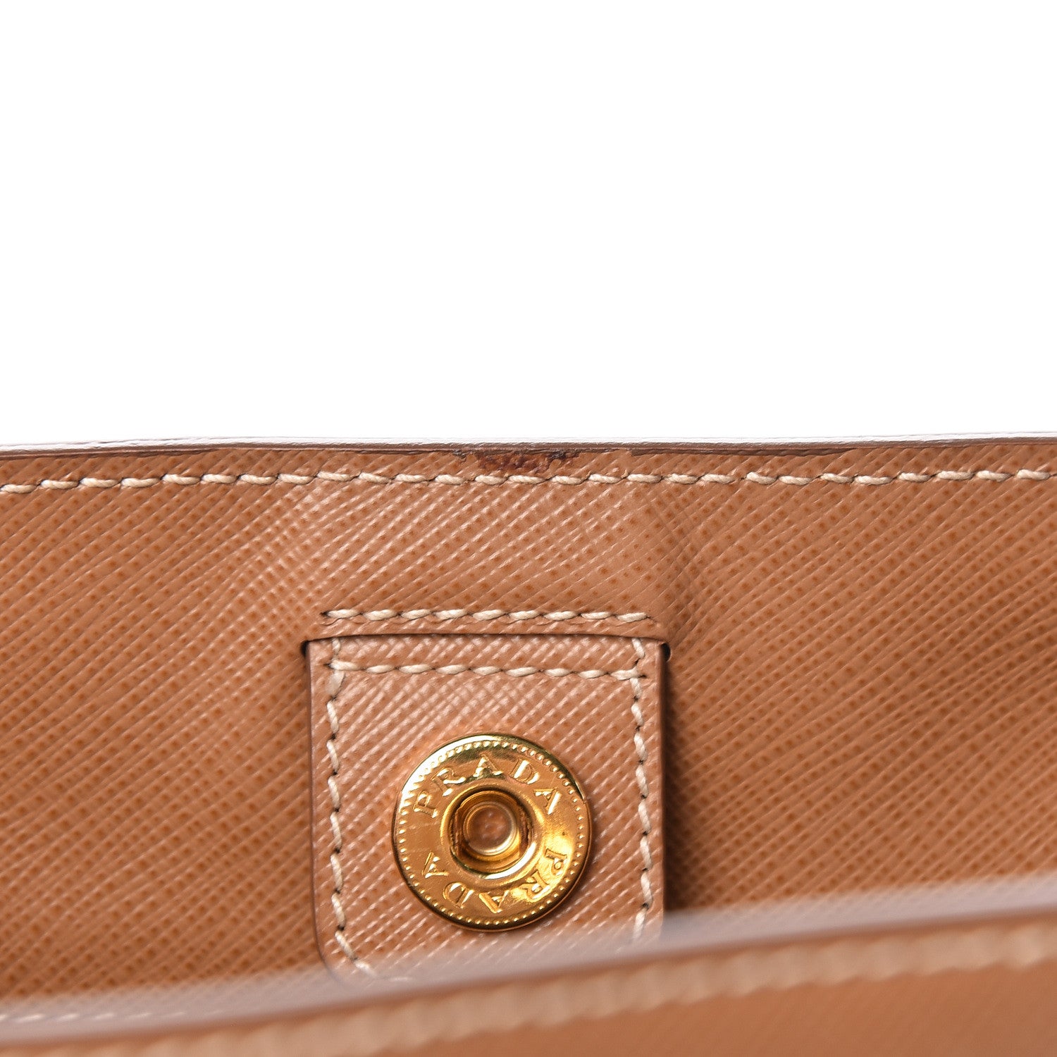 Prada Saffiano Lux Medium Bi-Color Tote Caramel Mimosa 9 of 13