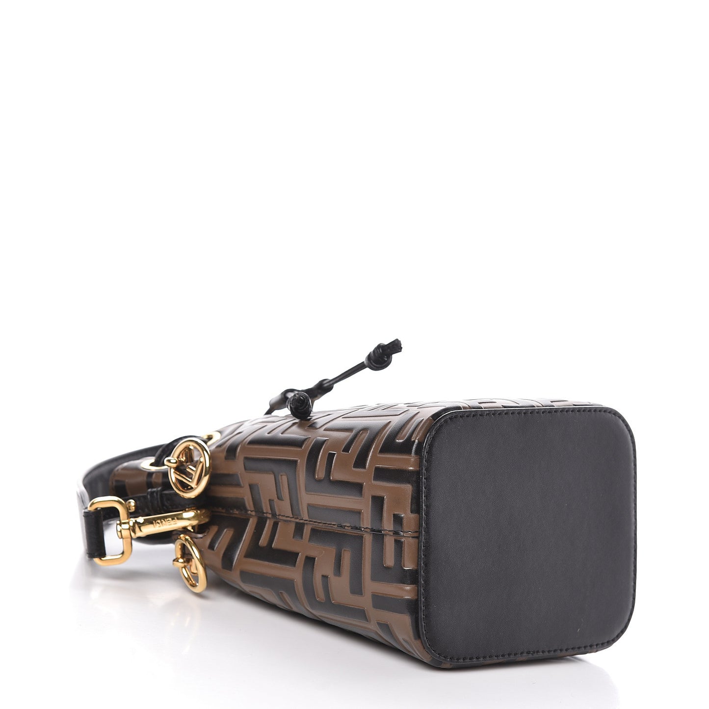 Vitello Liberty F is Fendi Bi-Color FF 1974 Embossed Mini Mon Tresor Bucket Bag Maya Black