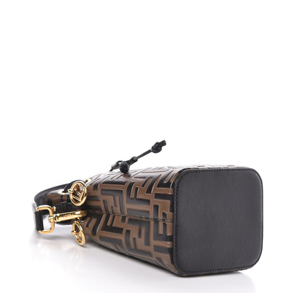 Fendi Vitello Liberty F is Fendi Bi-Color FF 1974 Embossed Mini Mon Tresor Bucket Bag Maya Black 5 of 11