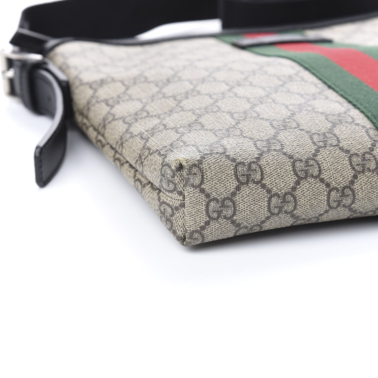 GG Supreme Monogram Web Messenger Bag Black