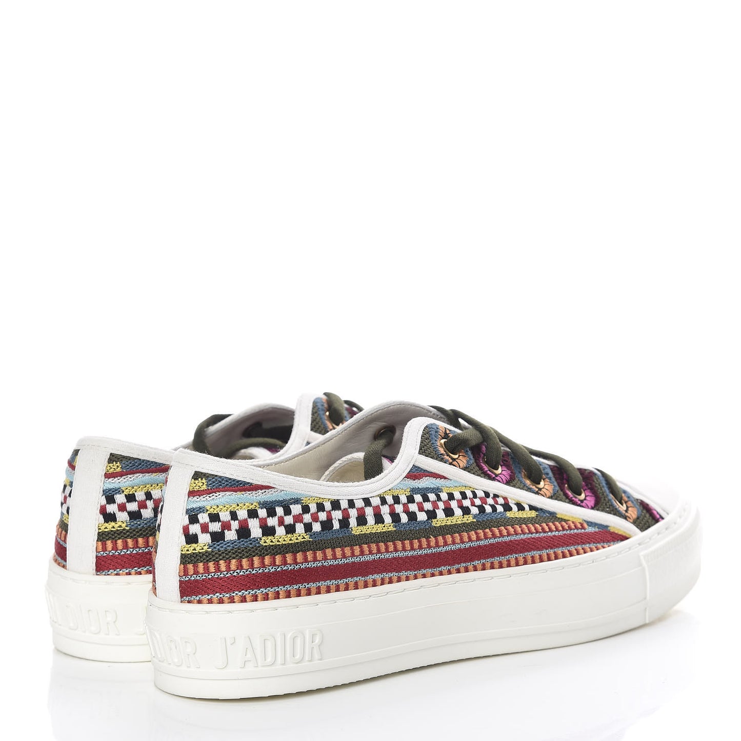 Canvas Ethnic Embroidered Womens Walk'N'Dior Low Top Sneakers 39.5 Fuchsia