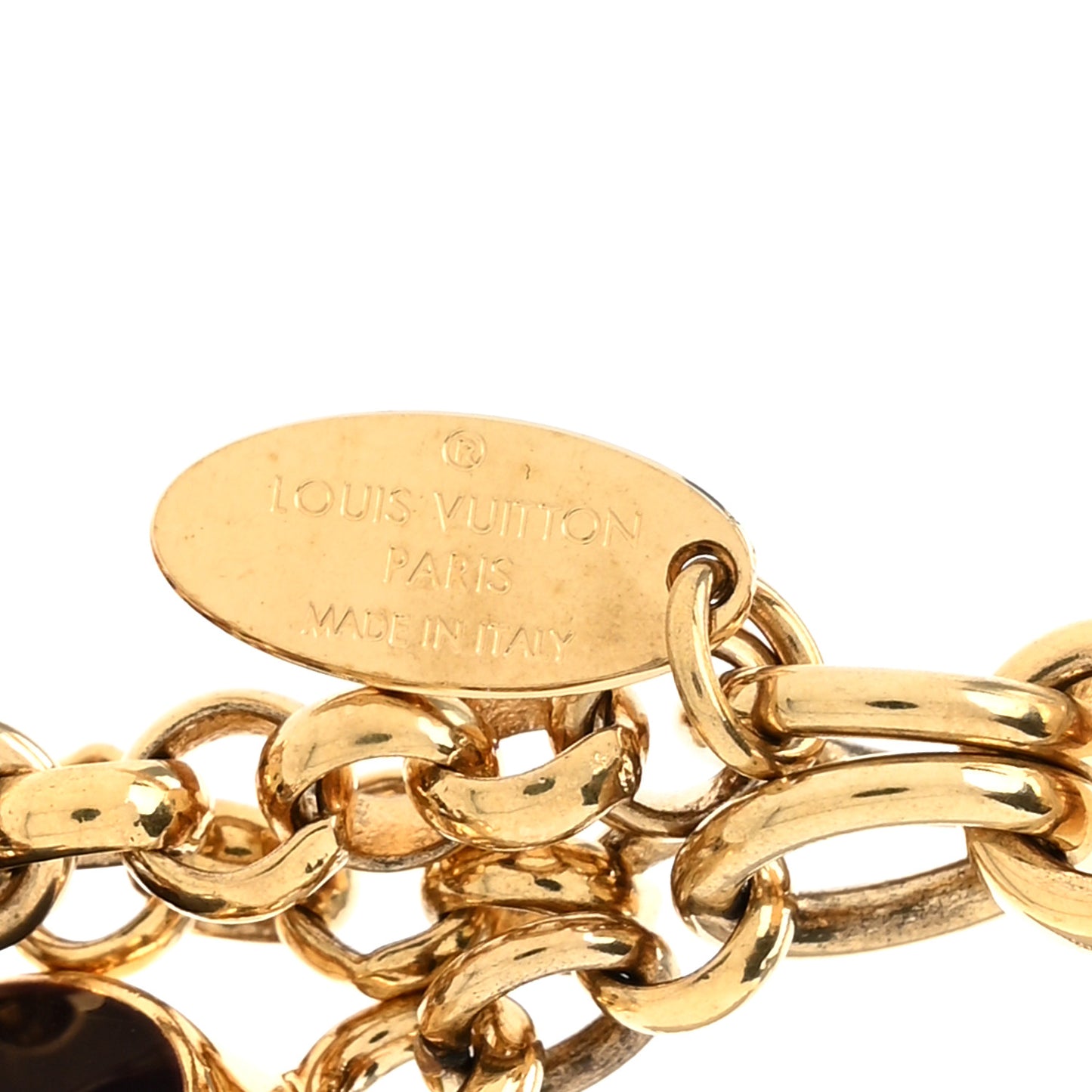 Metal Enamel Fleur De Monogram Bag Charm Dore