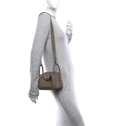 Hermes Taurillon Clemence Mini Lindy 20 Etoupe 2 of 10