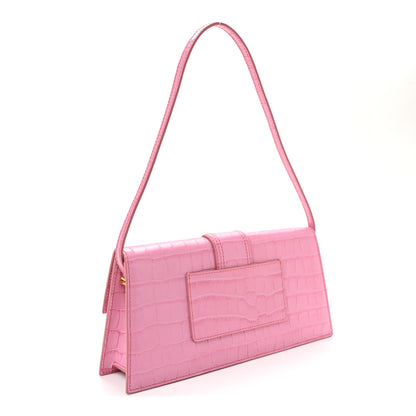 Jacquemus Calfskin Crocodile Embossed Le Bambino Long Pink 3 of 9