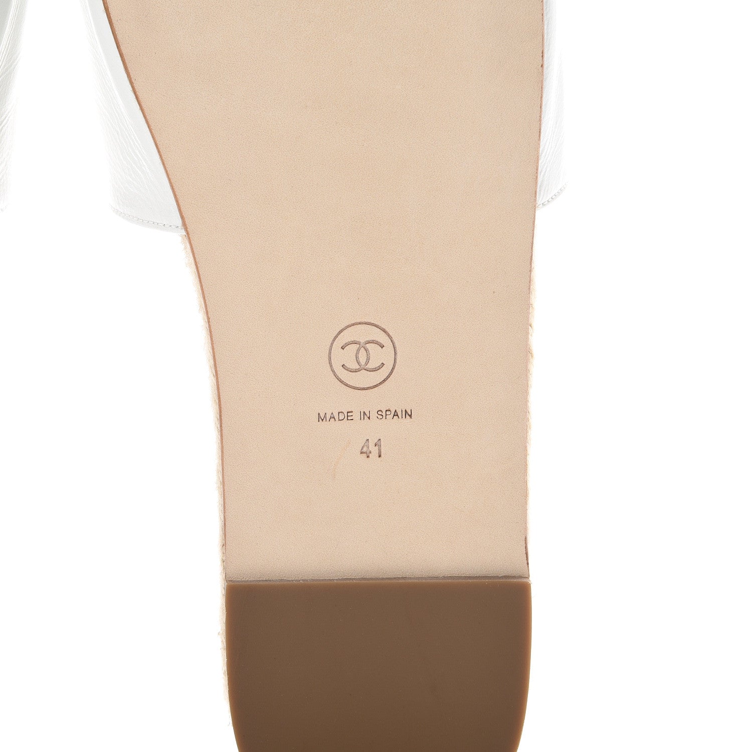 Chanel Calfskin CC Espadrille Slip On Sandals 41 White 6 of 10