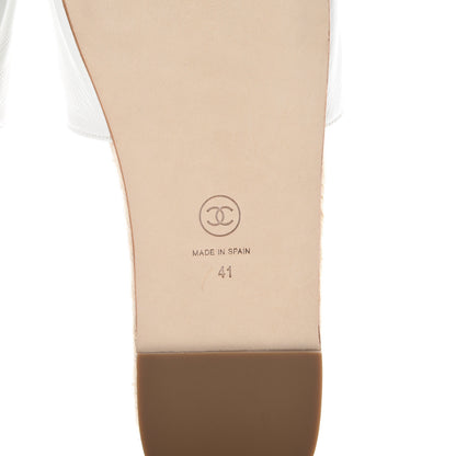 Chanel Calfskin CC Espadrille Slip On Sandals 41 White 6 of 10
