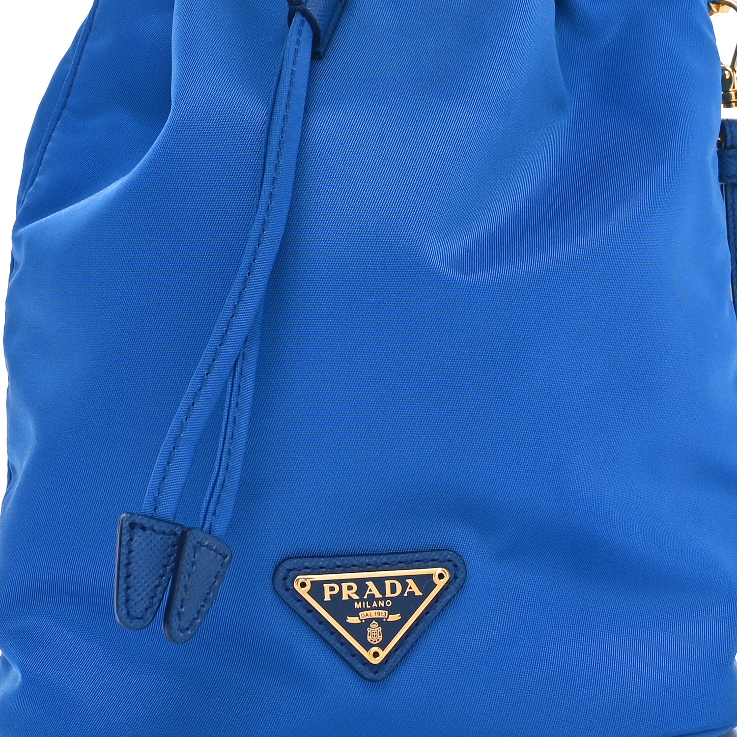 Prada Saffiano Tessuto Nylon Bucket Wristlet Bluette 7 of 9