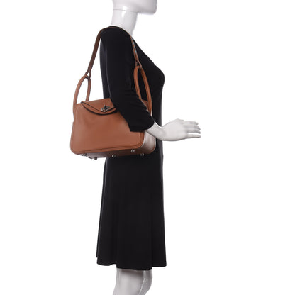 Hermes Swift Epsom Lindy 26 Tressage De Cuir Gold Bleu Du Nord 2 of 15
