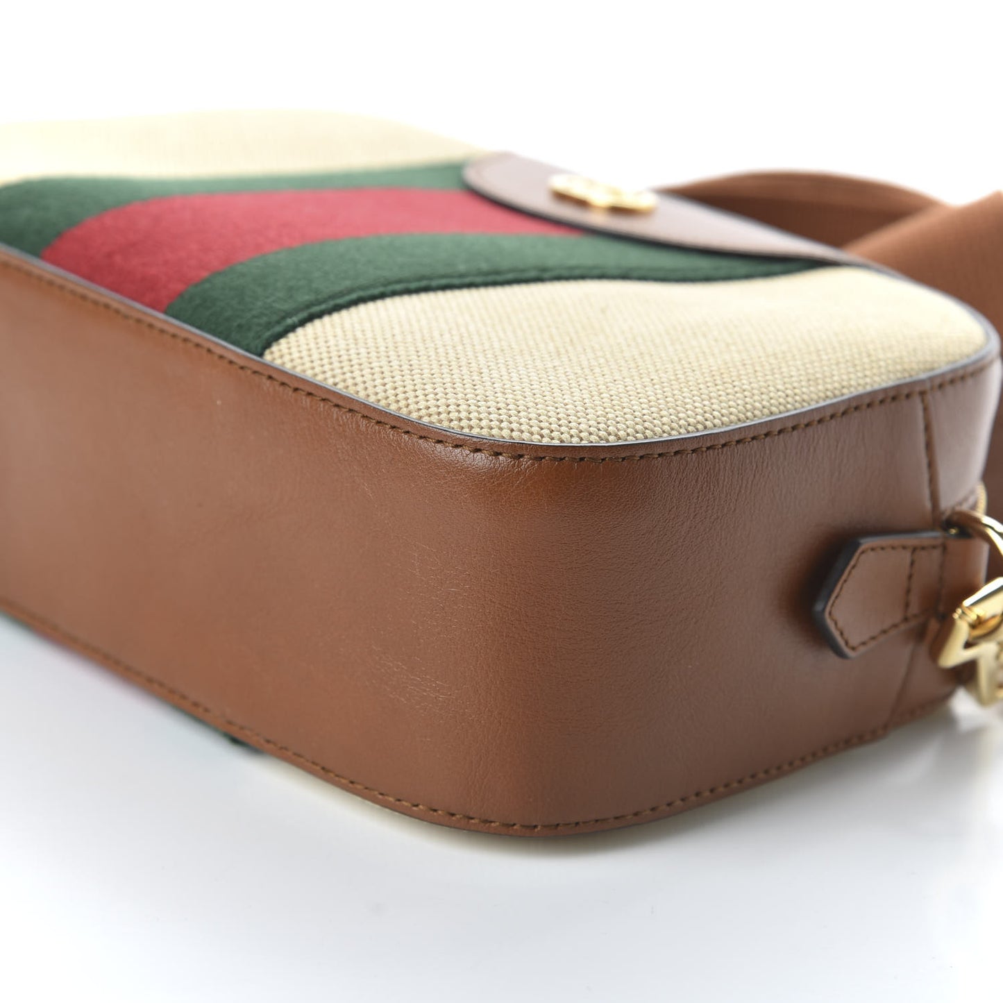 Vintage Canvas Web Shoulder Bag Sand Cuir
