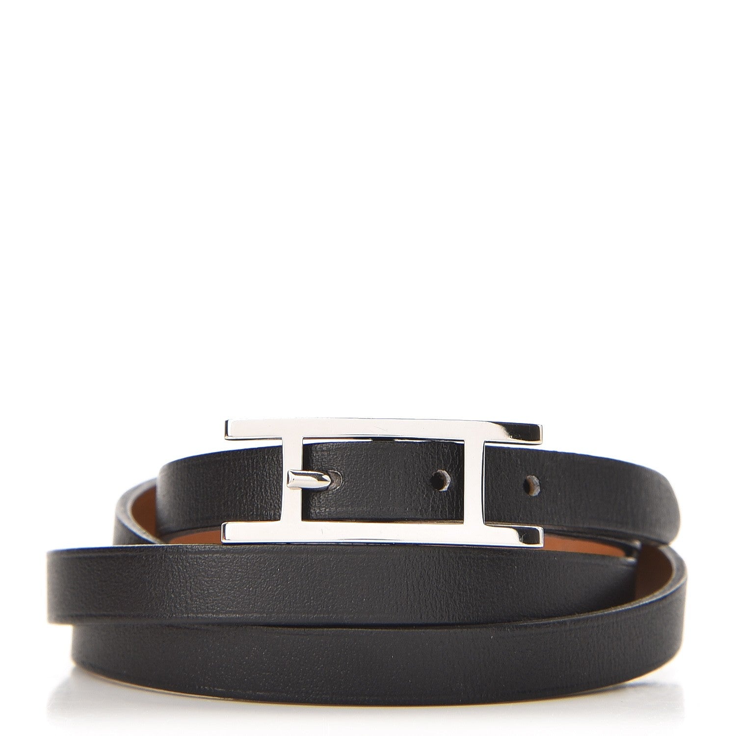 Hermes Chamonix Hapi 3MM Triple Tour Wrap Bracelet M Black 1 of 7