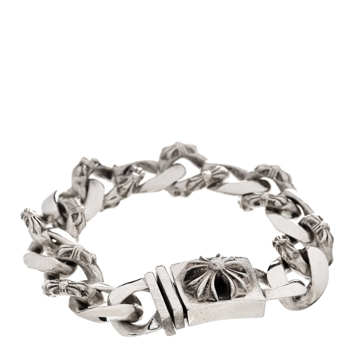 Chrome Hearts Sterling Silver Cross Box Fancy Link Curb Chain Bracelet 1 of 3