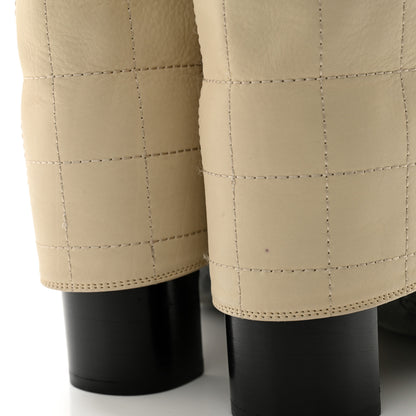 Chanel Lambskin Quilted Chocolate Bar High Boots 39 Ivory 11 of 12