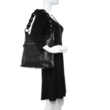 Nancy Gonzalez Crocodile Chain Hobo Black 2 of 14