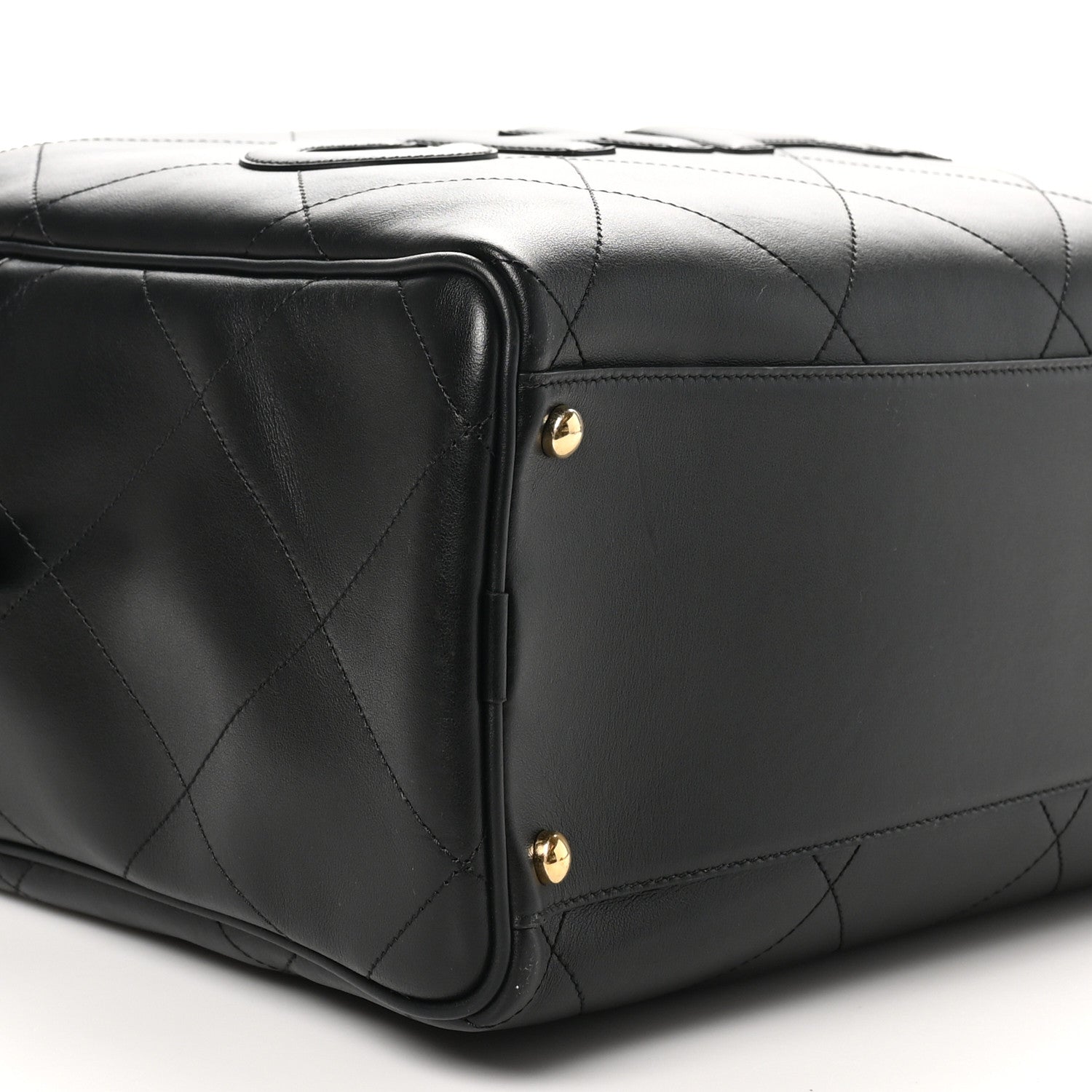 Chanel Calfskin Stitched Maxi Logo Bowling Bag Black 9 of 10