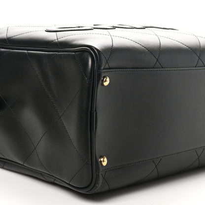 Chanel Calfskin Stitched Maxi Logo Bowling Bag Black 9 of 10