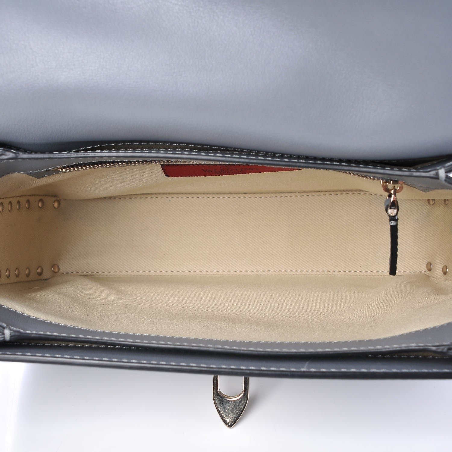 Valentino Garavani Vitello Medium Rockstud Flap Saddle Bag Light Stone 5 of 6