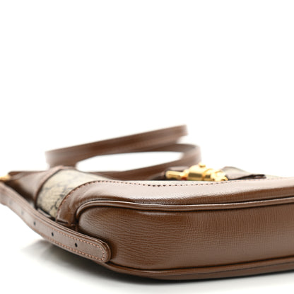 Gucci GG Supreme Monogram Azalea Calfskin Web Mini Jackie 1961 Hobo Beige Ebony Brown Sugar 9 of 10